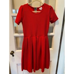 Solid Red Textured Lularoe Amelia Dress Size Medium